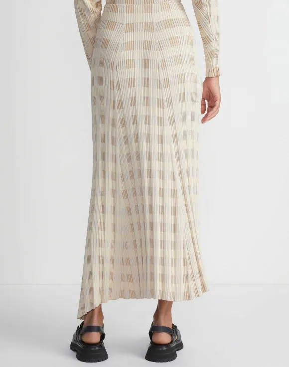 Gingham Responsible Matte Crepe Knit Asymmetric Skirt