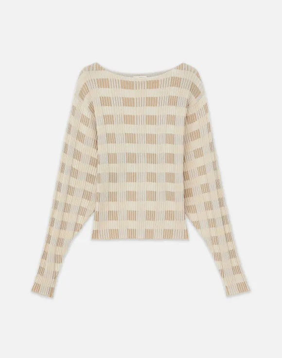 Gingham Responsible Matte Crepe Blouson Sweater