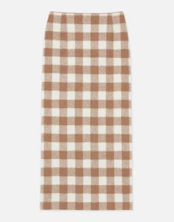 Gingham Wool Maxi Pencil Skirt