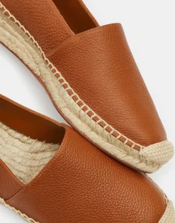 Grained Calfskin Leather Slip-On Espadrille
