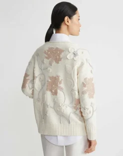 Hand-Embroidered Flora Bloom Cotton-Wool Chainette Sweater