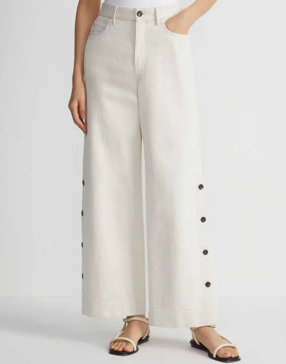 L148 Denim Wyckoff Button Wide Leg Jean