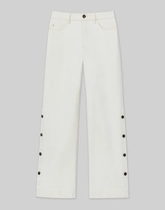 L148 Denim Wyckoff Button Wide Leg Jean