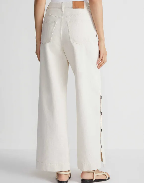 L148 Denim Wyckoff Button Wide Leg Jean