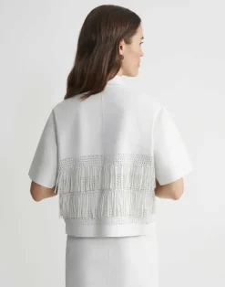 Lambskin Leather Hand Basketweave Fringed Shirt Jacket