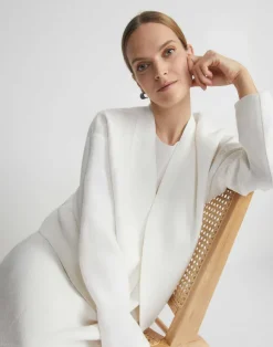Linen Collarless Open Front Jacket