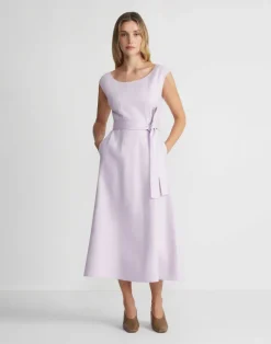 Linen Fit & Flare Midi Dress