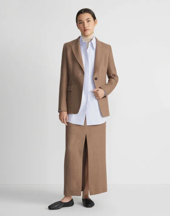 Linen Single Button Cutaway Blazer