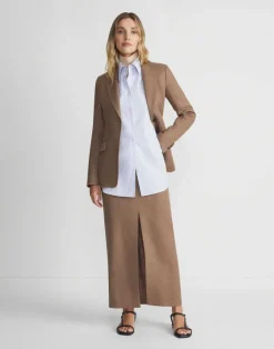 Linen Slit Front Maxi Skirt