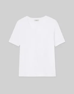Linen-Cotton Jersey V-Neck Tee