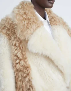Long Hair Shearling Reversible Double-Breasted Overcoat