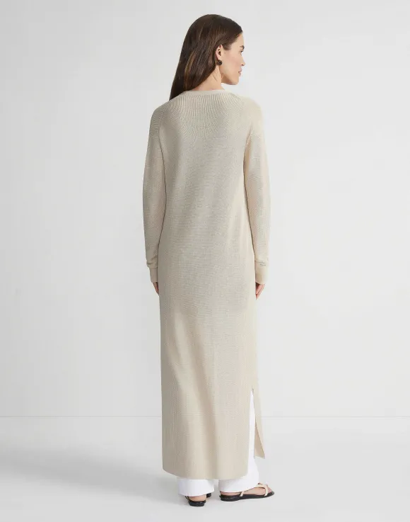 Mercerized Cotton Ribbed Duster Cardigan
