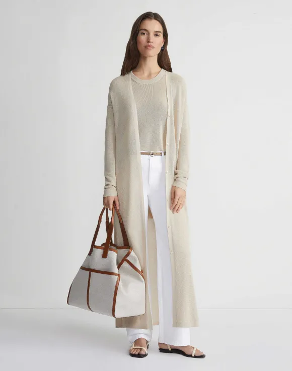 Mercerized Cotton Ribbed Duster Cardigan