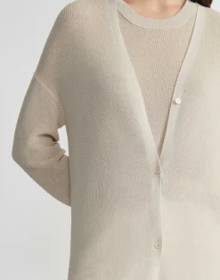Mercerized Cotton Ribbed Duster Cardigan