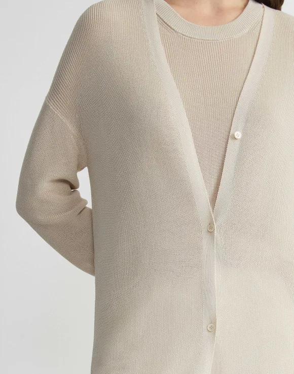Mercerized Cotton Ribbed Duster Cardigan