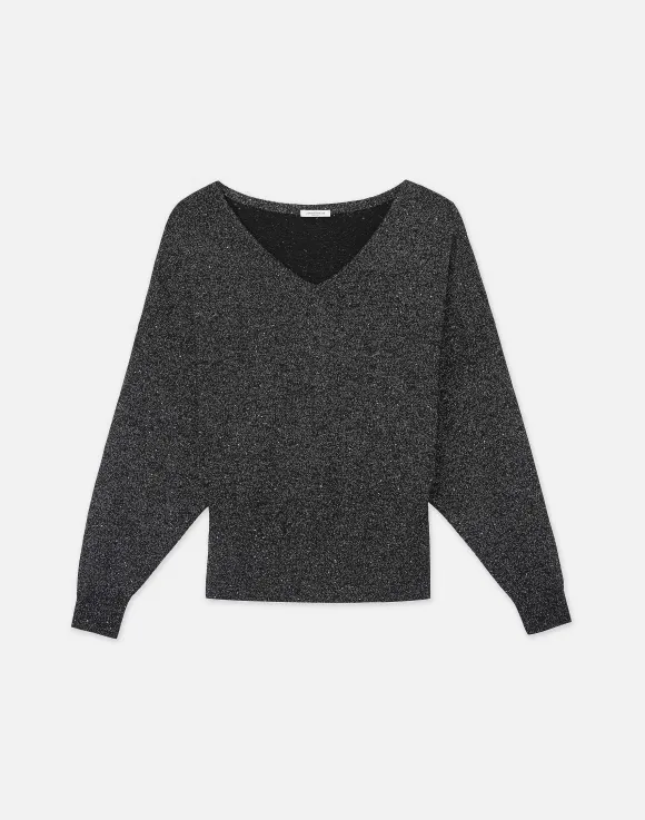 Merino Wool-Sequin Silk Blouson Sweater