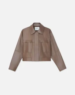 Nappa Leather Patch Pocket Bomber Jacket