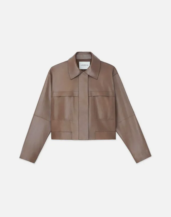 Nappa Leather Patch Pocket Bomber Jacket