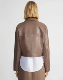 Nappa Leather Patch Pocket Bomber Jacket