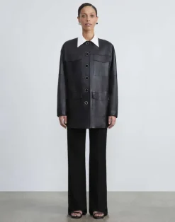 Nappa Leather Quilted Coat