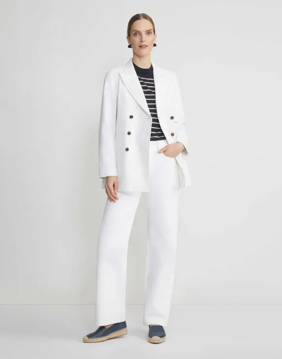 Naval Stripe Cashmere Button Shoulder Sweater