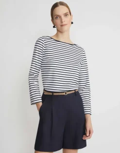 Naval Stripe Cotton Jersey Bateau Top