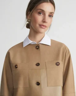 Nubuck Suede & Leather Collarless Jacket