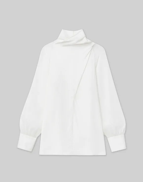 Opaque & Sheer Silk Wrap Blouse