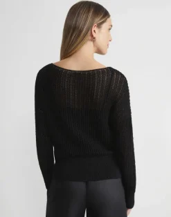 Organic Cotton Open Knit Bateau Sweater
