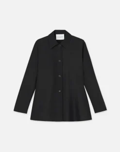 Organic Cotton Poplin Flounced Shirt Jacket