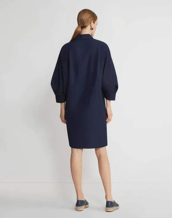 Organic Cotton Poplin Lantern Sleeve Shirtdress