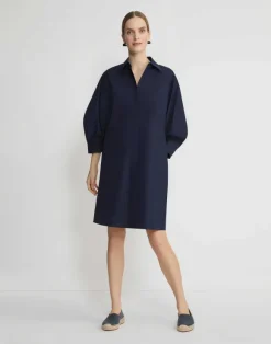 Organic Cotton Poplin Lantern Sleeve Shirtdress