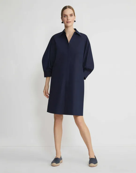 Organic Cotton Poplin Lantern Sleeve Shirtdress