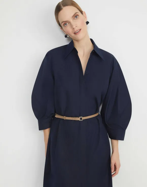 Organic Cotton Poplin Lantern Sleeve Shirtdress