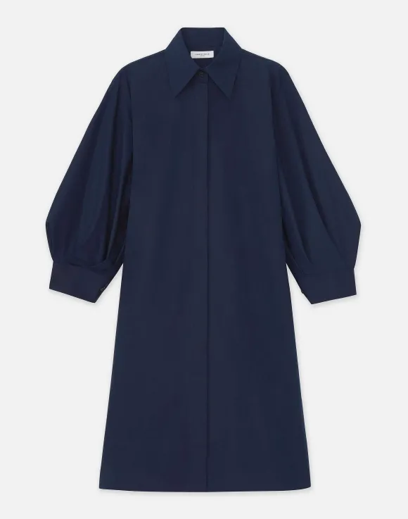 Organic Cotton Poplin Lantern Sleeve Shirtdress