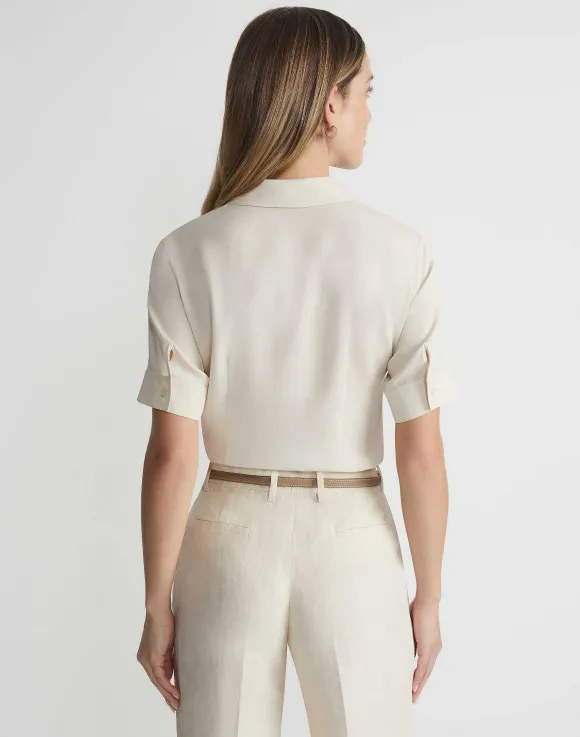Organic Silk Georgette Notch Collar Blouse
