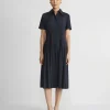 Organic Silk Stretch Georgette Pleated Shirtdress