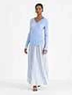 Overprint Finespun Voile Pleat Stitch Crossover Sweater