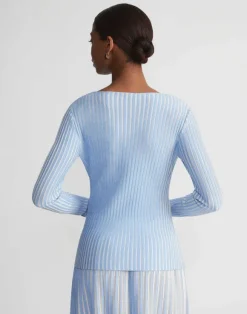 Overprint Finespun Voile Pleat Stitch Crossover Sweater