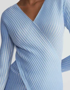Overprint Finespun Voile Pleat Stitch Crossover Sweater