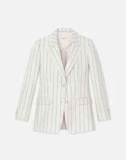 Pinstripe Linen Peak Lapel Blazer