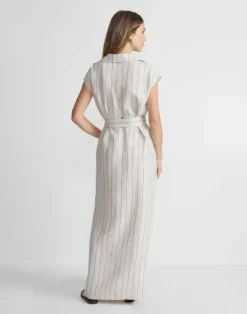 Pinstripe Linen Popover Dress