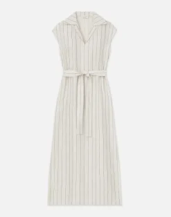 Pinstripe Linen Popover Dress