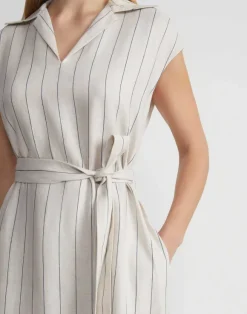 Pinstripe Linen Popover Dress