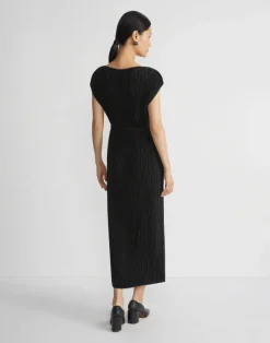 Recycled Poly Satin Pliss Dolman Dress