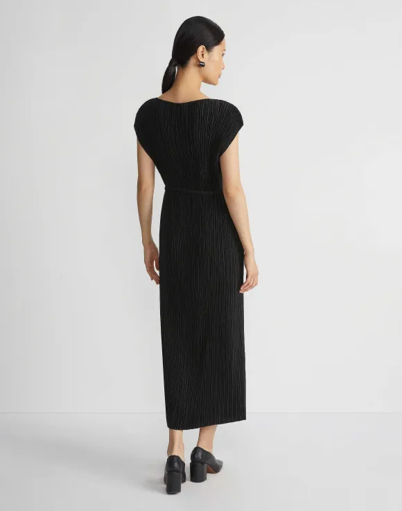 Recycled Poly Satin Pliss Dolman Dress