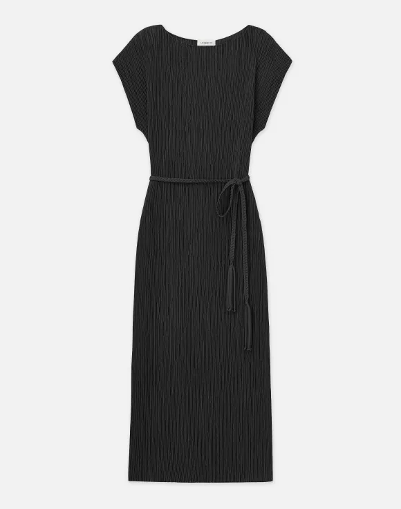 Recycled Poly Satin Pliss Dolman Dress