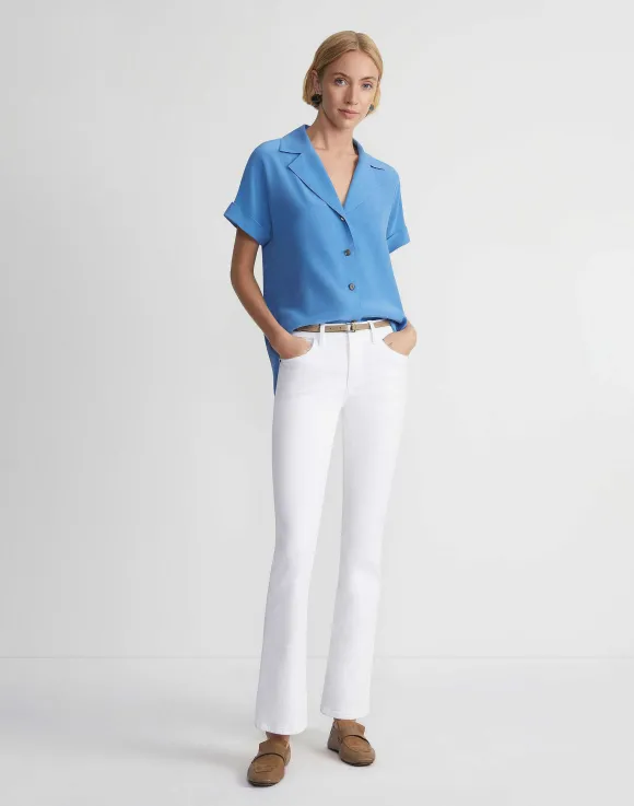 Sandwashed Silk Notch Collar Blouse