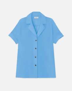 Sandwashed Silk Notch Collar Blouse