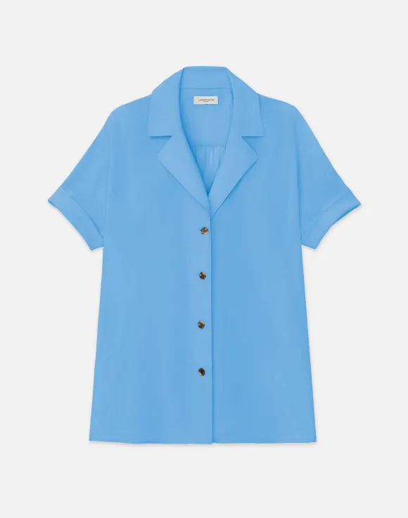 Sandwashed Silk Notch Collar Blouse